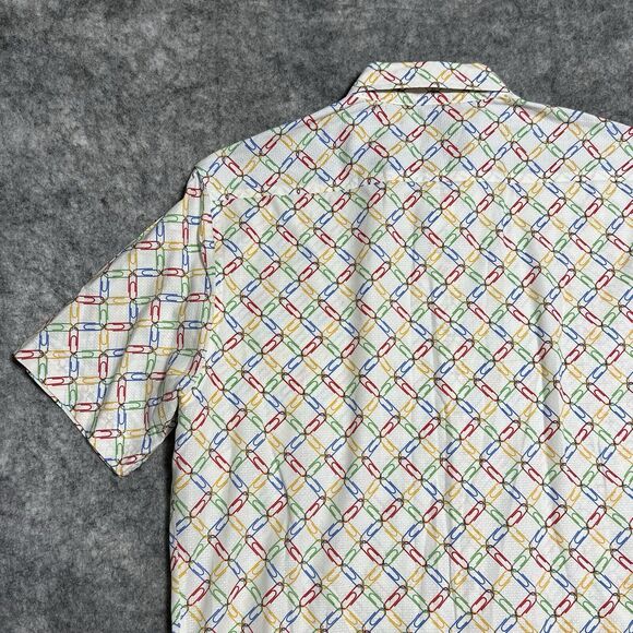 Project Red Paper Clip Allover Print Shirt Men's XL Multi Button Up Cotton - Picture 15 of 16